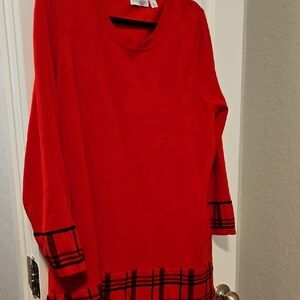 Kim Rogers Red Long Sleeve Boxy Tunic